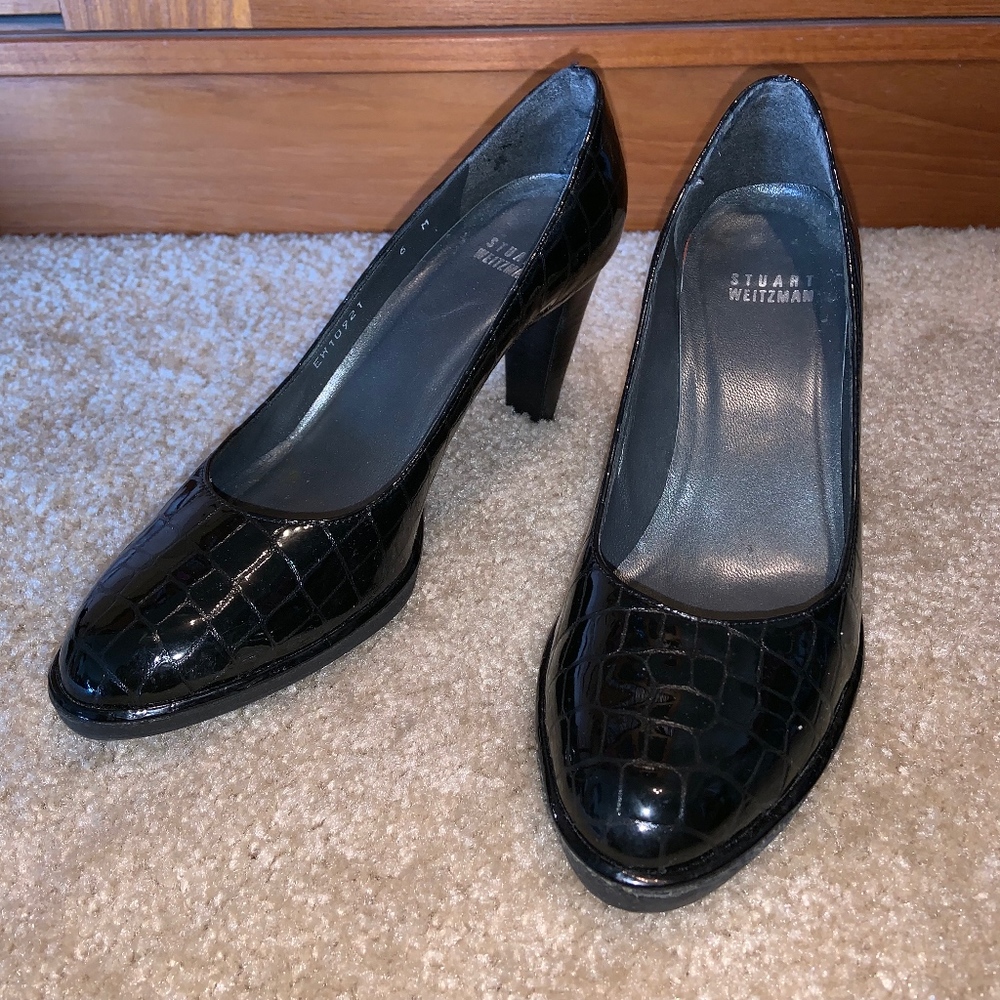 *Worn Once* Stuart Weitzman Patent Croc Heels - image 4
